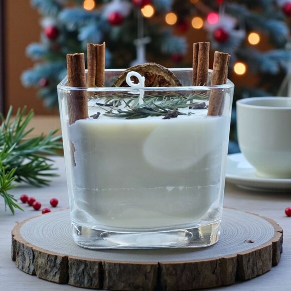 Winter Scented Candle ✦ Gingerbread Soy Wax ✦ Citrus Clove & Cinnamon Topper - Picture 5 of 5